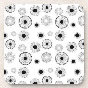 Dessous-de-verre Motif d'étoiles en cercle - Noir et Blanc