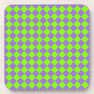 Dessous-de-verre Motif diamant à carreaux vert et violet