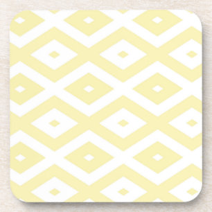 Dessous-de-verre Motif diamant jaune pâle et blanc
