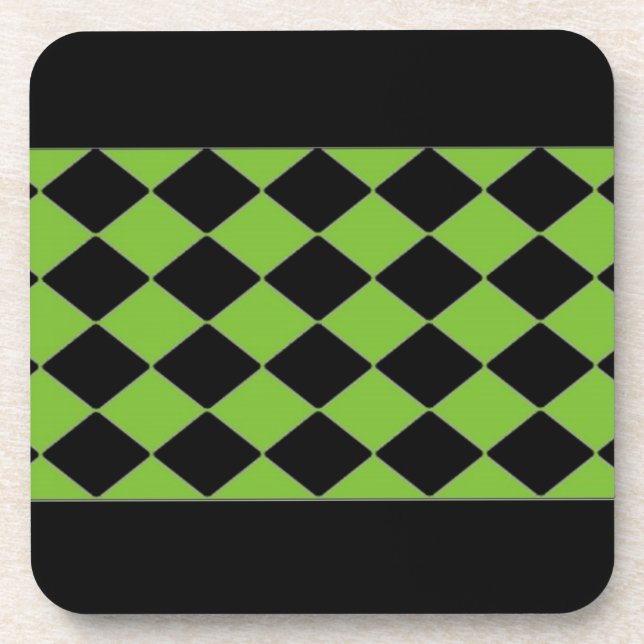 Dessous-de-verre Motif Diamant noir et vert (Devant)