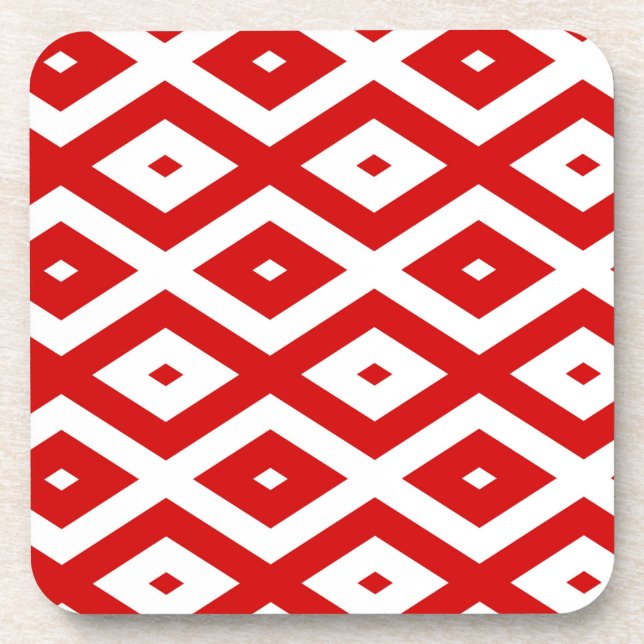 Dessous-de-verre Motif diamant rouge et blanc (Devant)
