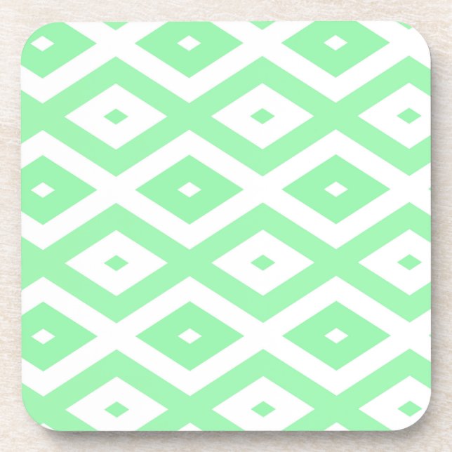Dessous-de-verre Motif diamant vert et blanc (Devant)