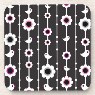 Dessous-de-verre motif d'oiseau et de fleurs