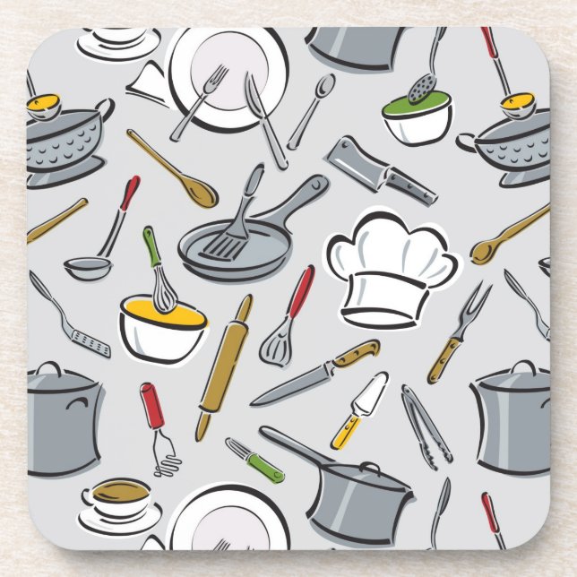Dessous-de-verre Motif d'outils de cuisine (Devant)