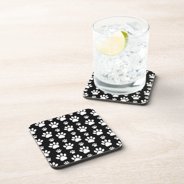 Dessous-de-verre Motif, Empreintes de pattes, pattes de chien, noir (Côté Droit)