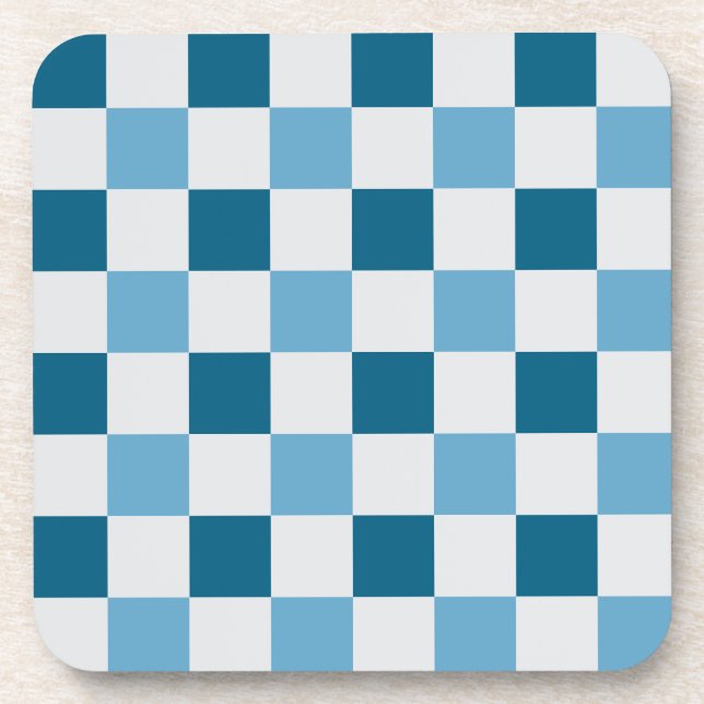Dessous-de-verre Motif en damier blanc et bleu (Devant)