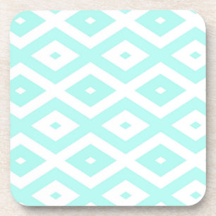 Dessous-de-verre Motif en diamant Turquoise et blanc