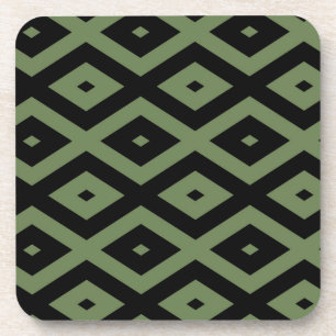 Dessous-de-verre Motif en diamant vert olive et noir