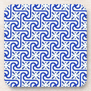Dessous-de-verre Motif en tuiles égyptiennes, blanc et bleu cobalt