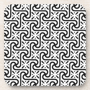 Dessous-de-verre Motif en tuiles égyptiennes, noir et blanc