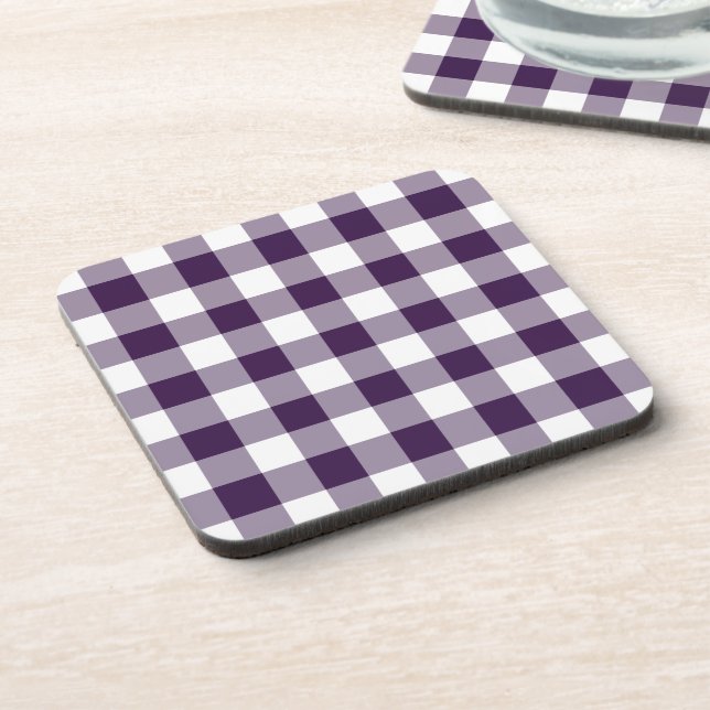 Dessous-de-verre Motif En vichy violet et blanc (Côté gauche)