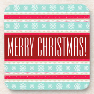 Dessous-de-verre Motif Festif Red Aqua "Joyeux Noël"
