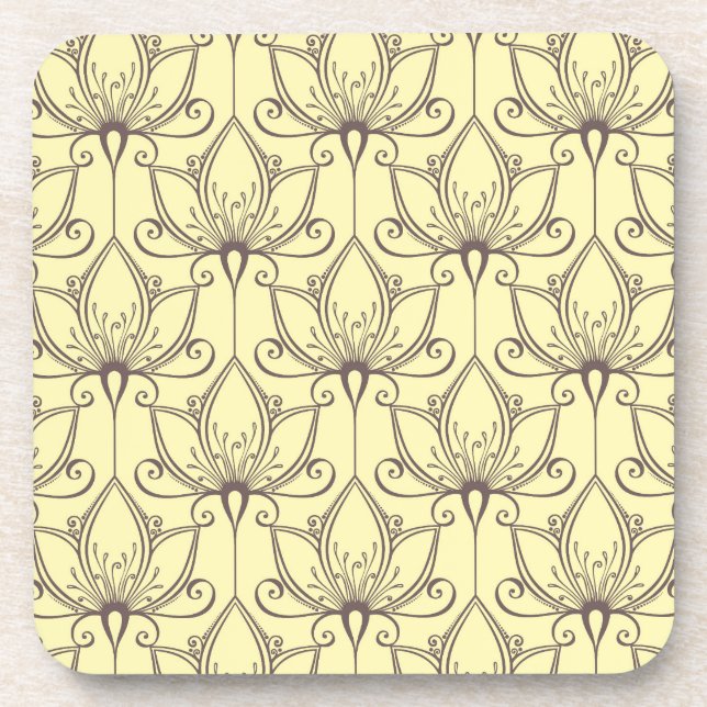 Dessous-de-verre Motif floral à la crème (Devant)