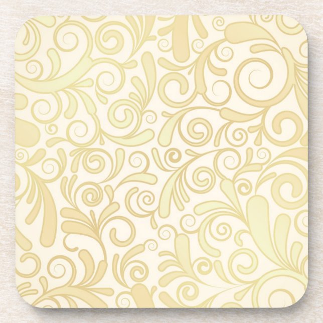 Dessous-de-verre Motif floral de feuille d'or (Devant)