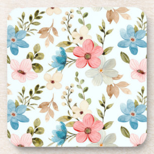 Dessous-de-verre Motif floral de fleurs sauvages à l'aquarelle