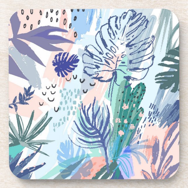 Dessous-de-verre Motif floral de style tropical (Devant)
