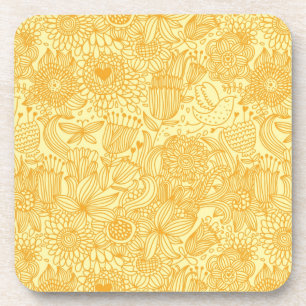 Dessous-de-verre Motif floral d'été dans des couleurs chaudes