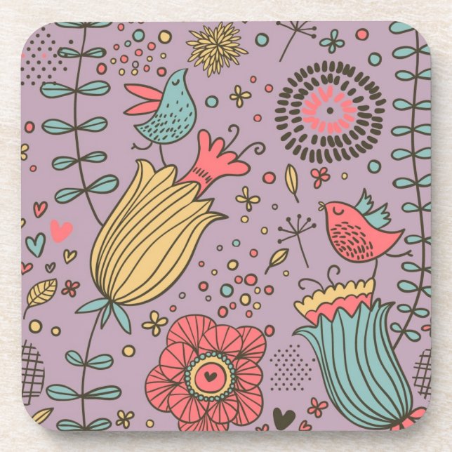 Dessous-de-verre Motif floral élégant avec des fleurs (Devant)