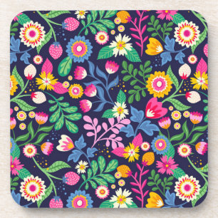 Dessous-de-verre Motif floral exotique peint à la main