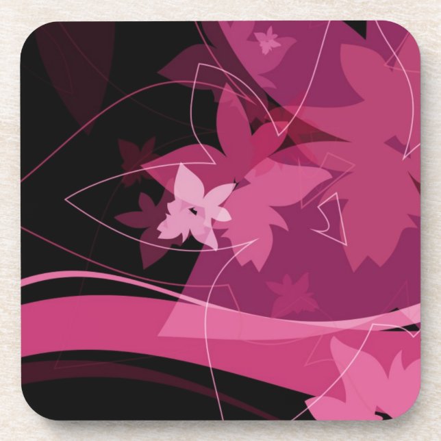 Dessous-de-verre Motif floral magenta (Devant)