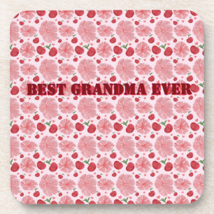 Dessous-de-verre Motif floral personnalisé à l'aquarelle Cerise,