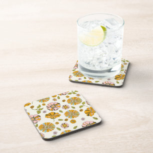Dessous-de-verre Motif floral rétro des années 70