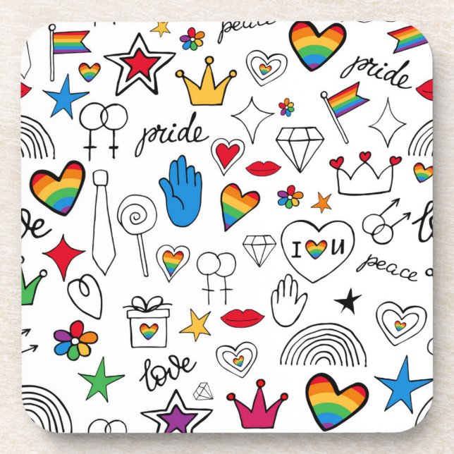 Dessous-de-verre Motif gay pride Doodle (Devant)