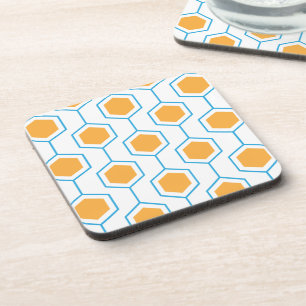 Dessous-de-verre Motif géométrique abstrait hexagonal en bleu orang