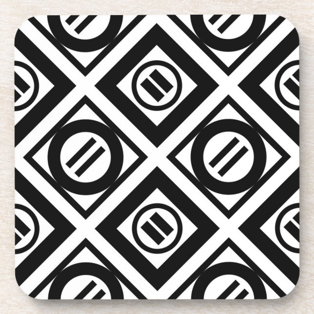 Dessous-de-verre Motif géométrique Black Equal Sign en blanc (Devant)
