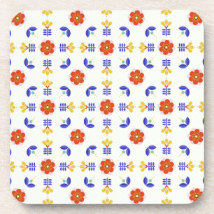 Dessous-de-verre Motif géométrique de fleur au néon d'art populaire