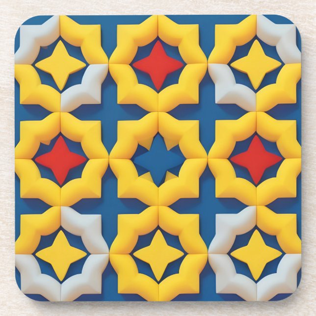 Dessous-de-verre Motif géométrique dynamique avec couleurs vives (Devant)