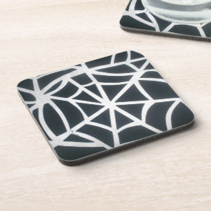 Dessous-de-verre Motif géométrique Gras noir et blanc Spider Web
