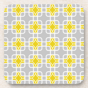 Dessous-de-verre Motif géométrique jaune et gris moderne