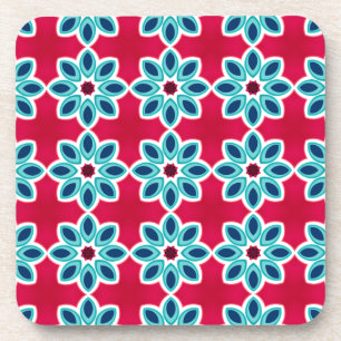 Dessous-de-verre Motif géométrique moderne rouge et bleu vif