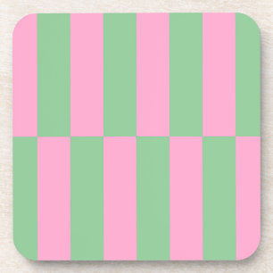 Dessous-de-verre Motif géométrique rayé rose et vert