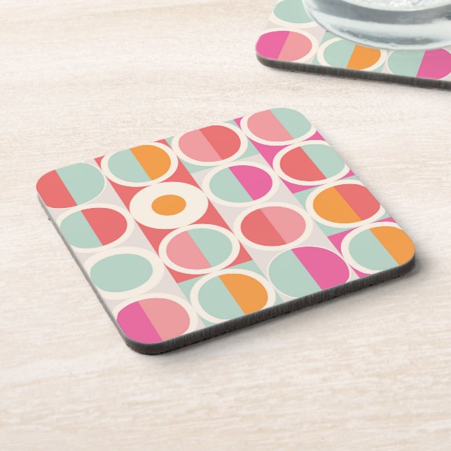Dessous-de-verre Motif géométrique rose orange (Côté gauche)