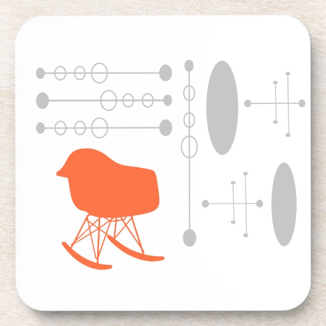 Dessous-de-verre Motif gris du milieu du siècle Silhouette (Devant)