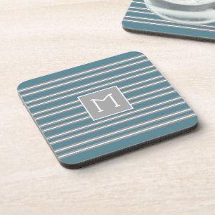 Dessous-de-verre Motif gris turquoise initial monogramme personnali