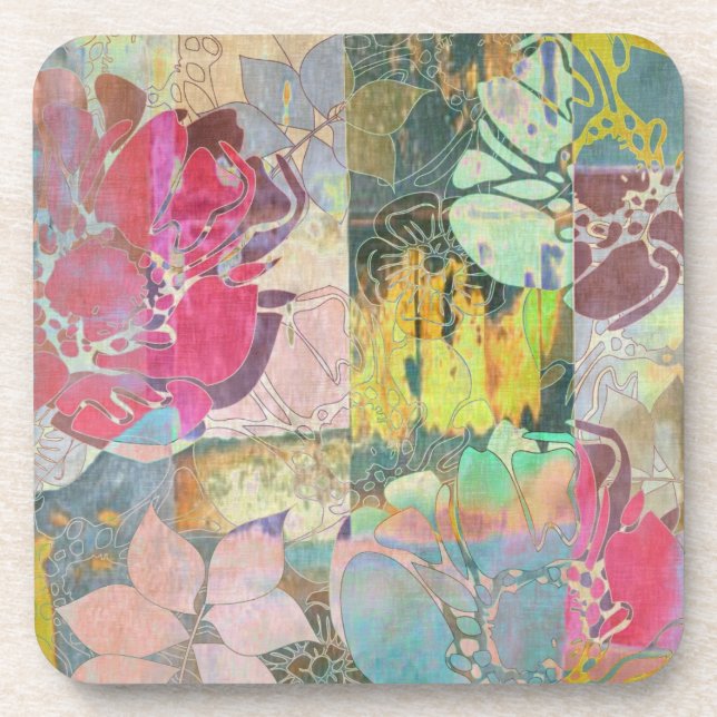 Dessous-de-verre Motif grunge floral d'art (Devant)
