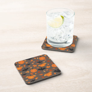 Dessous-de-verre Motif Helloween   citrouille, chauve-souris, feuil