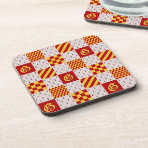 Dessous-de-verre Motif Héraldique Médiéval Jaune Rouge Vair Fourrur