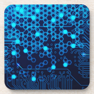 Dessous-de-verre Motif hexagonal de carte de circuit électronique b