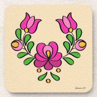 Dessous-de-verre Motif hongrois de broderie, "Matyó" - rose