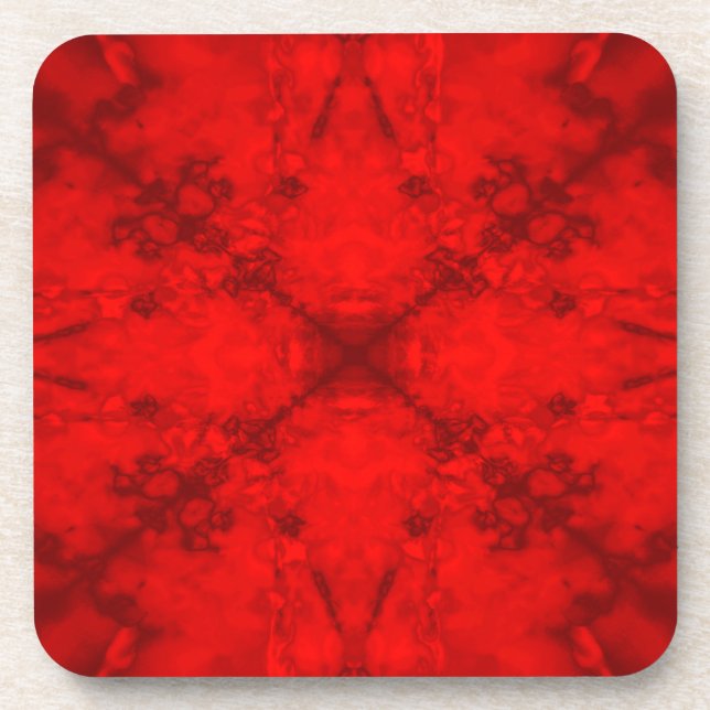 Dessous-de-verre Motif kaléidoscope étoile rouge (Devant)