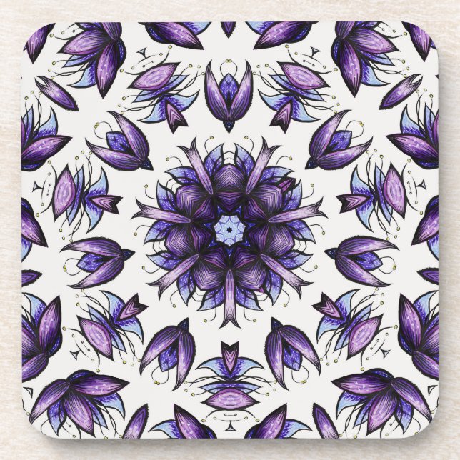 Dessous-de-verre Motif kaléidoscopique Abstrait de Mandala (Devant)