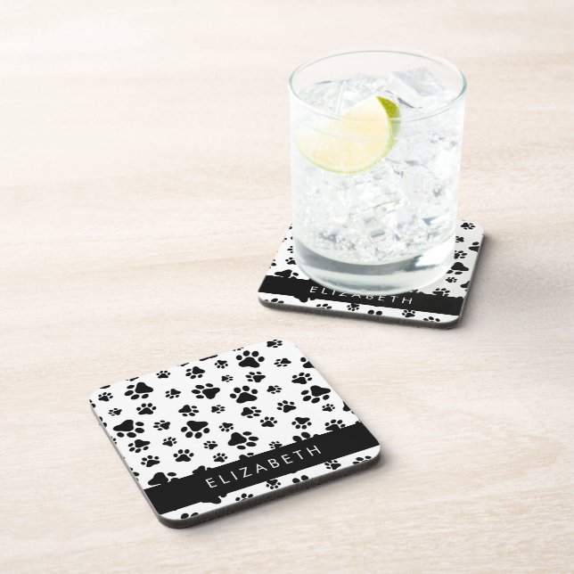Dessous-de-verre Motif mâle, Patrouilles de chien, Noir et Blanc, V (Côté Droit)