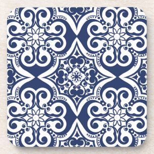Dessous-de-verre Motif marocain bleu et blanc