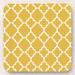 Dessous-de-verre Motif marocain de Quatrefoil blanc d'or