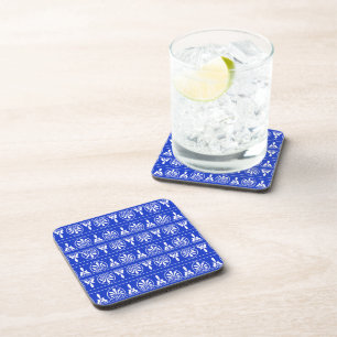 Dessous-de-verre Motif Méditerranéen Arabesque Grec Bleu