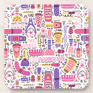 Dessous-de-verre Motif mignon de manucure de griffonnage